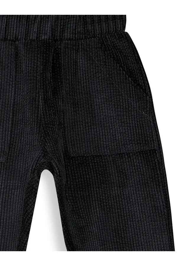 Pantalon en velours côtelé noir pour garçon