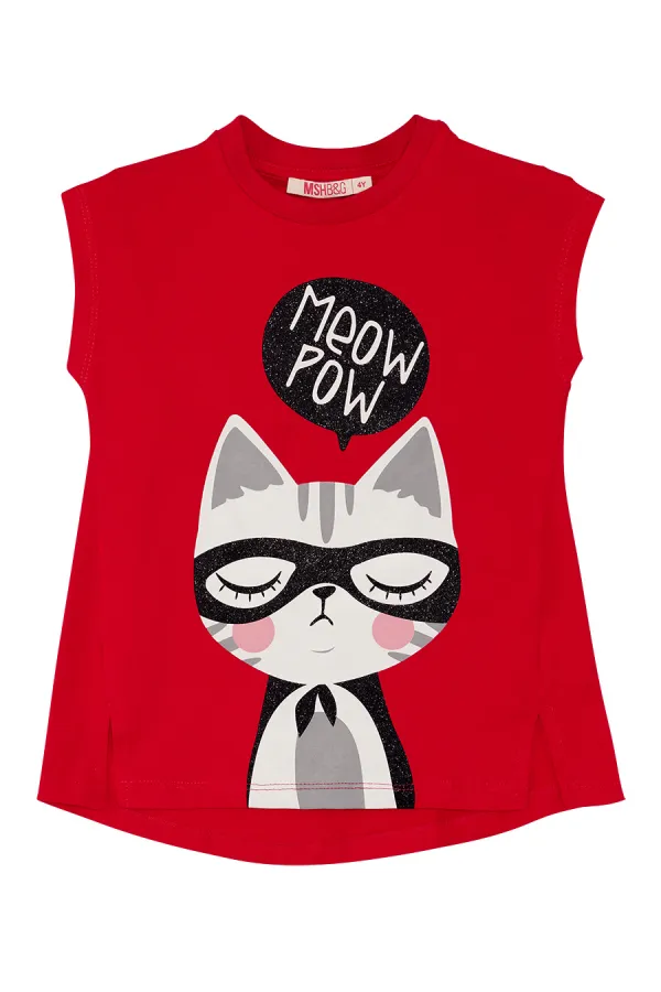 Meow Pow Kız Çocuk T-shirt Tayt Takım