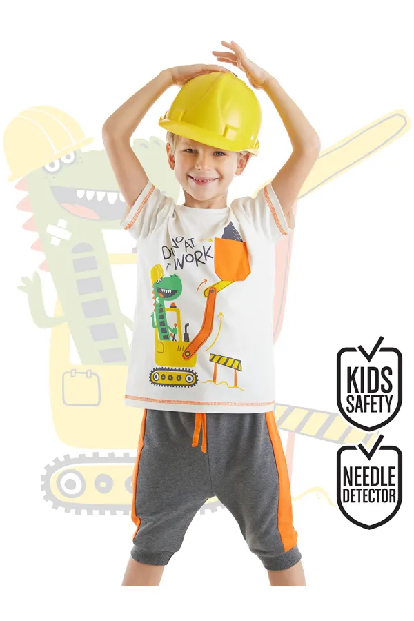Dino At Work Boys' T-shirt and Capri Shorts Set