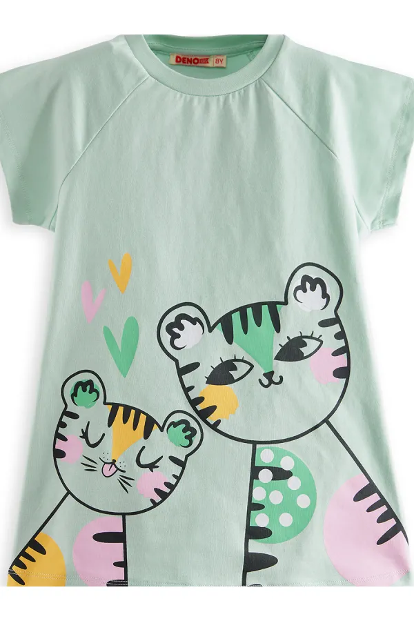 Puanlı Kaplan Kız Çocuk T-shirt Tayt Takım
