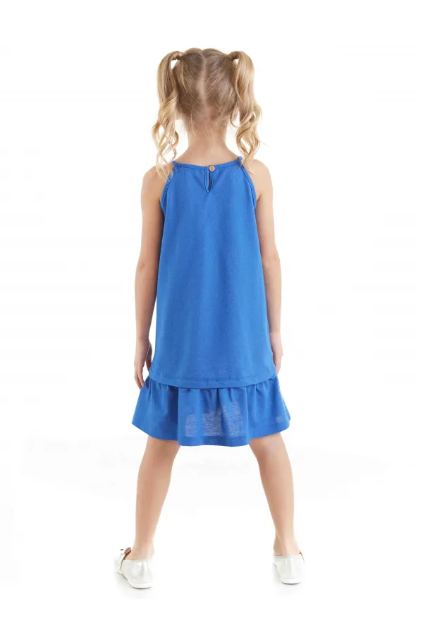 Robe bleue à carreaux pour fille