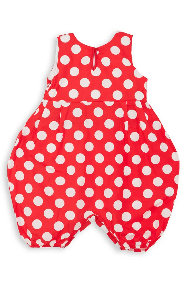 Red and White Polka Dot Girl's Balloon Jumpsuit