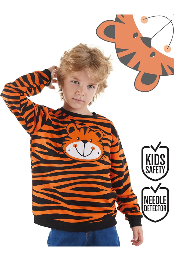 Kaplan Aplikeli Erkek Çocuk Sweat