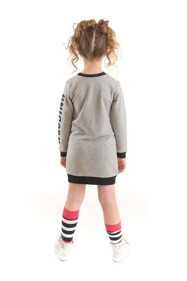 Robe sweat-shirt grise licorne pour fille