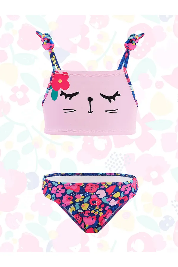 Bikini à fleurs pour fille chat