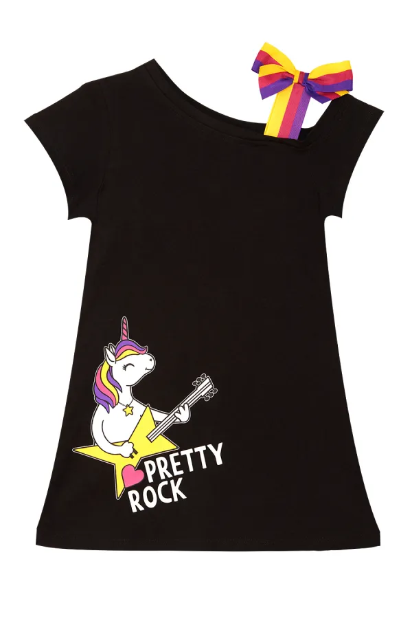 Robe noire de fille licorne rock