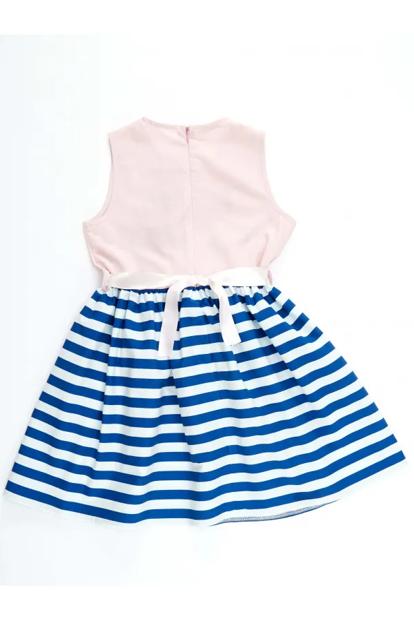 Floral Striped Girl's Pink Formal Dress