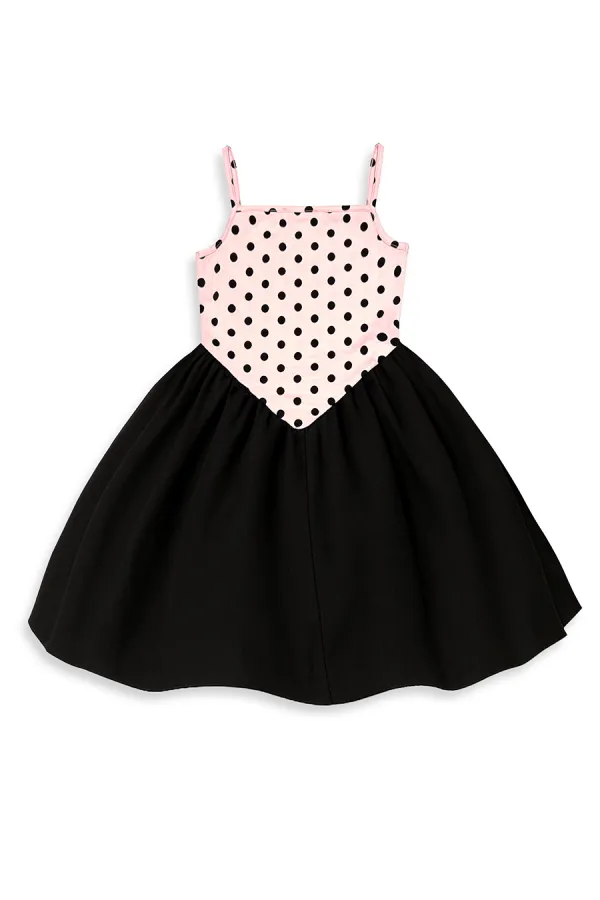 Robe de fille à pois roses et noirs