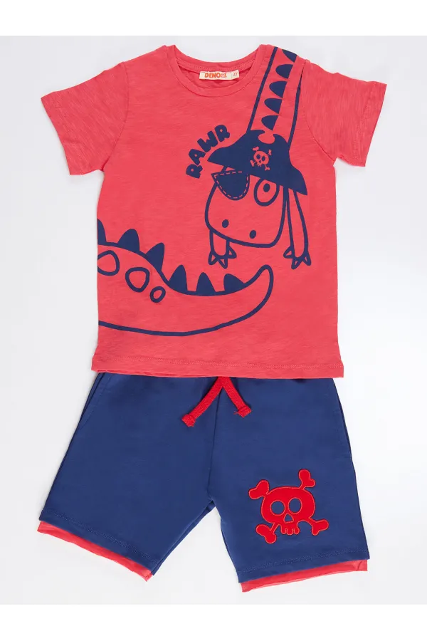 Korsan Dino Erkek Çocuk T-shirt Şort Takım