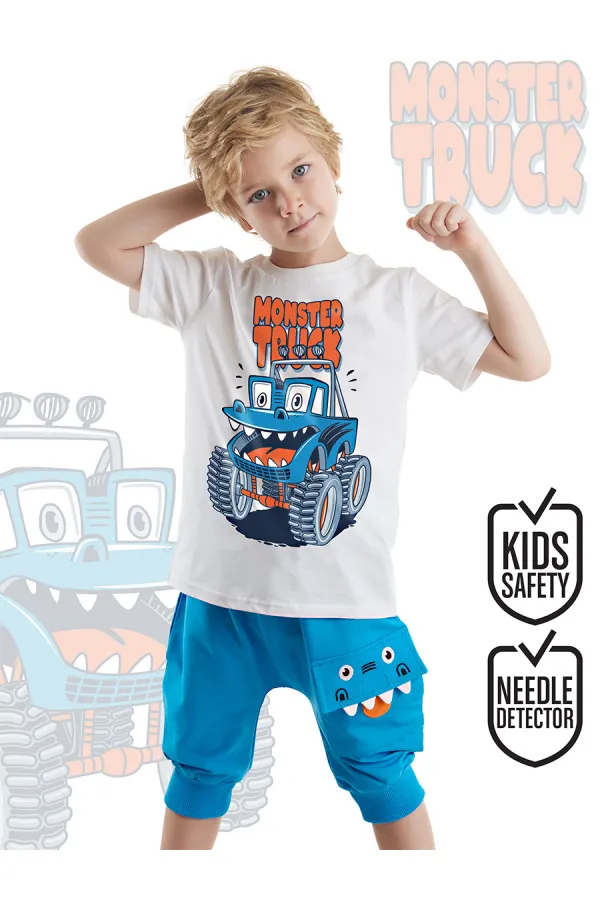 Monster Truck Erkek Çocuk T-shirt Kapri Şort Takım