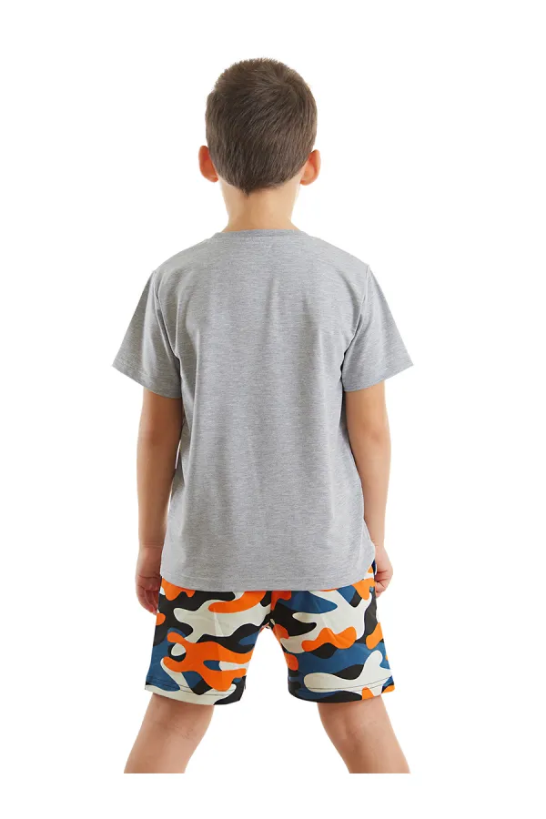 Uçak Erkek Çocuk T-shirt Kamuflaj Şort Takım