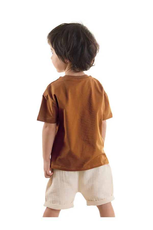 Erkek Bebek Çocuk Müslin Şort T-shirt Takım