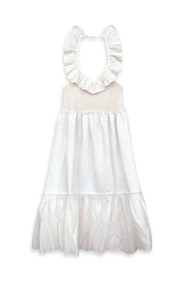 Robe blanche texturée pour fille