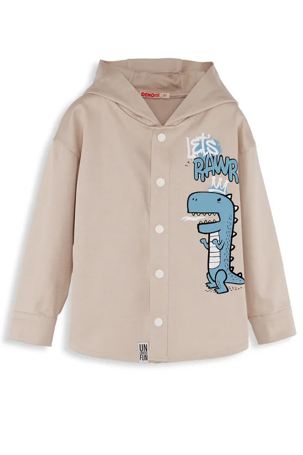 Dino Oversize Gabardine Boys' Shirt Jacket