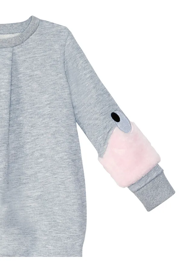 Plush Sleeved Girl's Dress