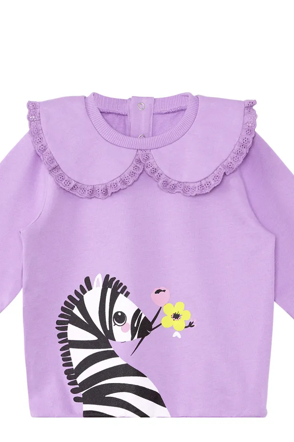 Zebra Kız Bebek Lila Sweat