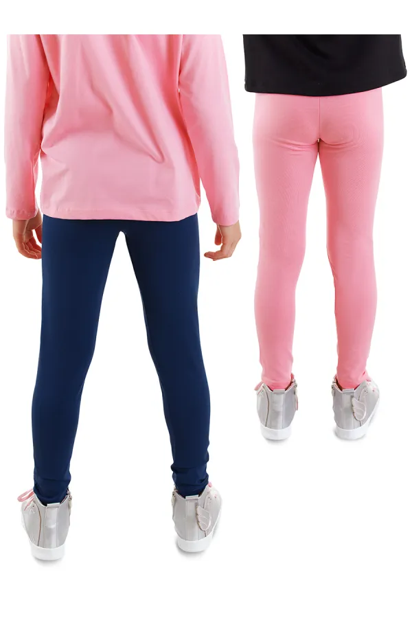 Navy Blue and Pink Girls' 2-Pack Leggings