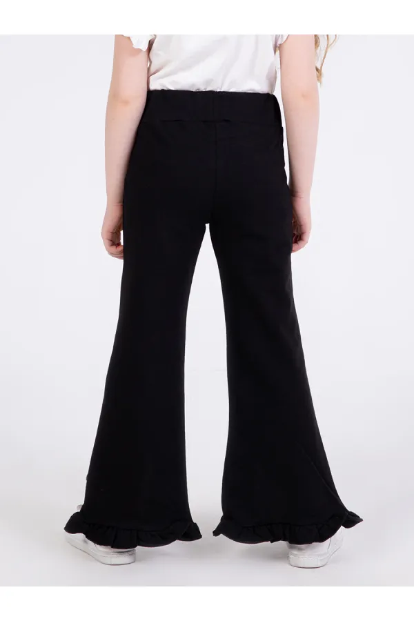 Pantalon de survêtement noir à volants pour filles