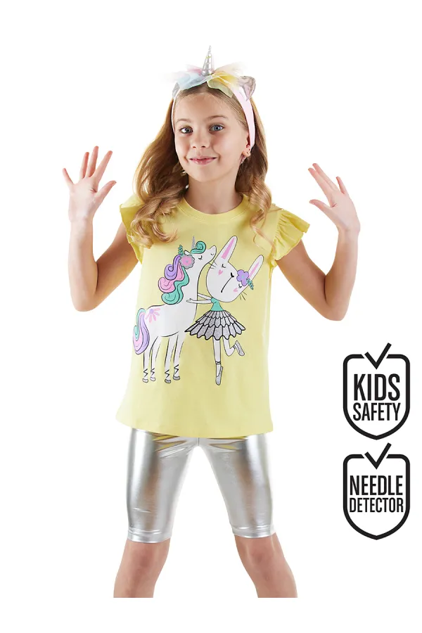 Ensemble T-shirt et legging métallisé Licorne pour fille