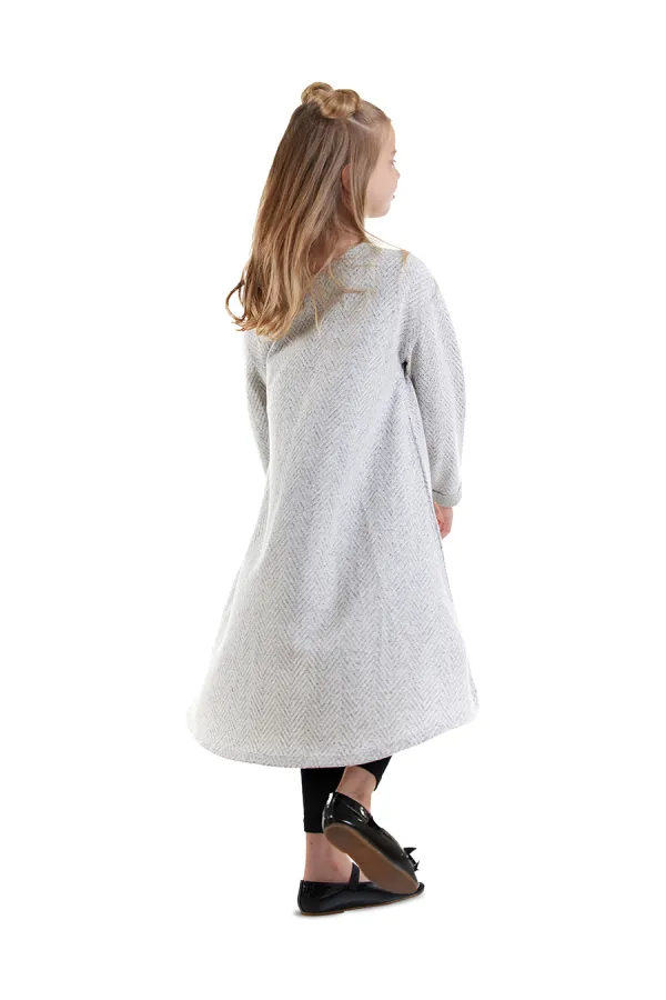 Girl's Asymmetrical Grey Knitted Dress