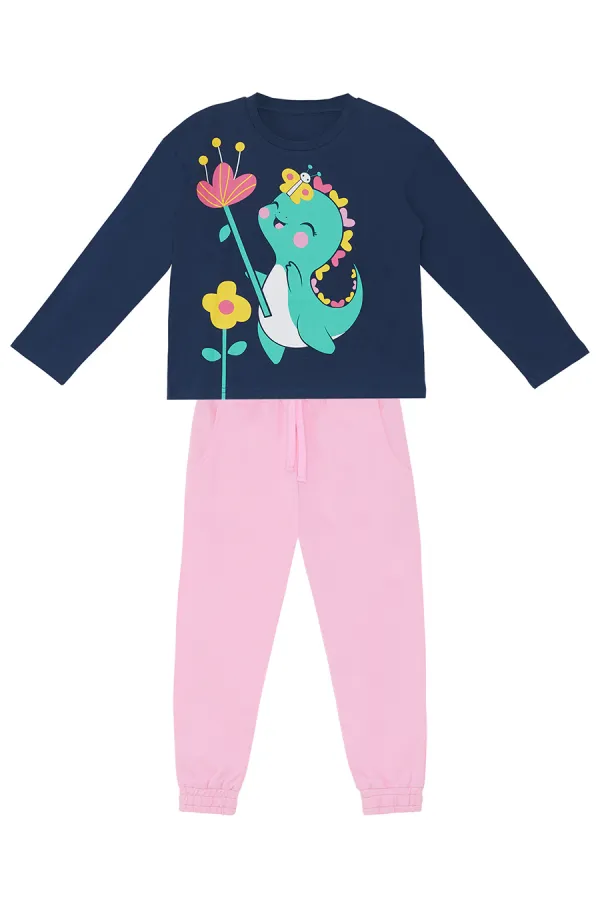Ensemble T-shirt et pantalon mignon pour fille dinosaure