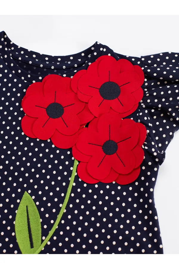 Robe à pois pour fille avec fleurs