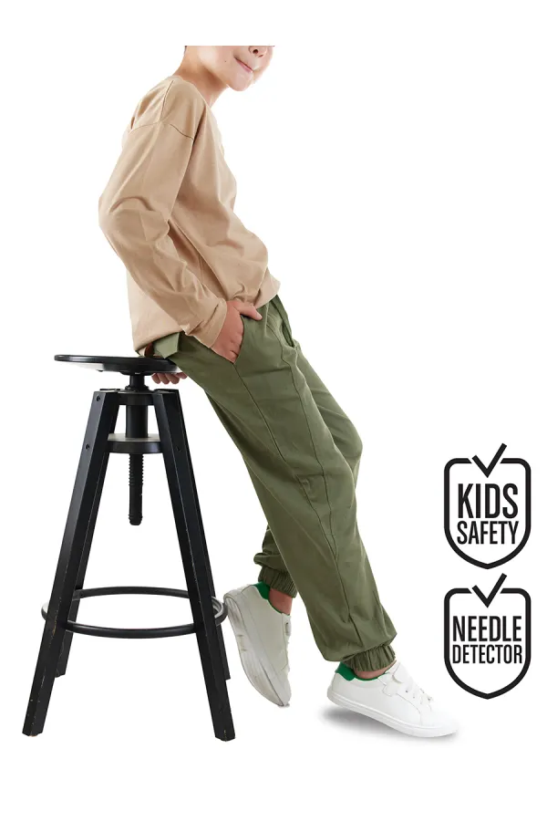 Boys' Stitched Khaki Gabardine Trousers