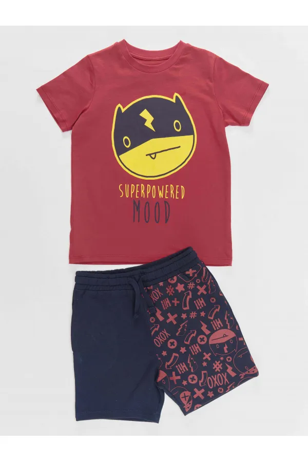Super Güçlü Erkek Çocuk T-shirt Şort Takım