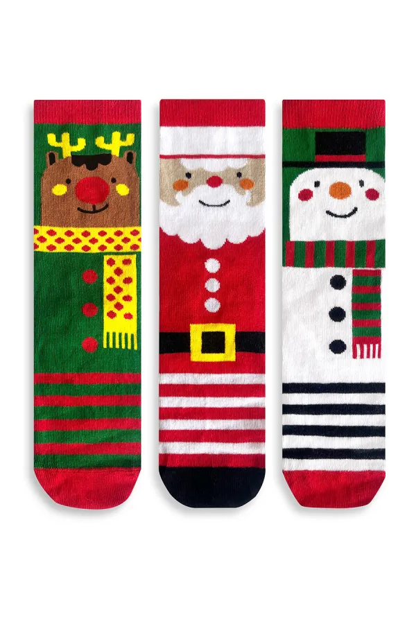 Yılbaşı Unisex Kız Erkek Çocuk 3'lü Kutulu Çorap