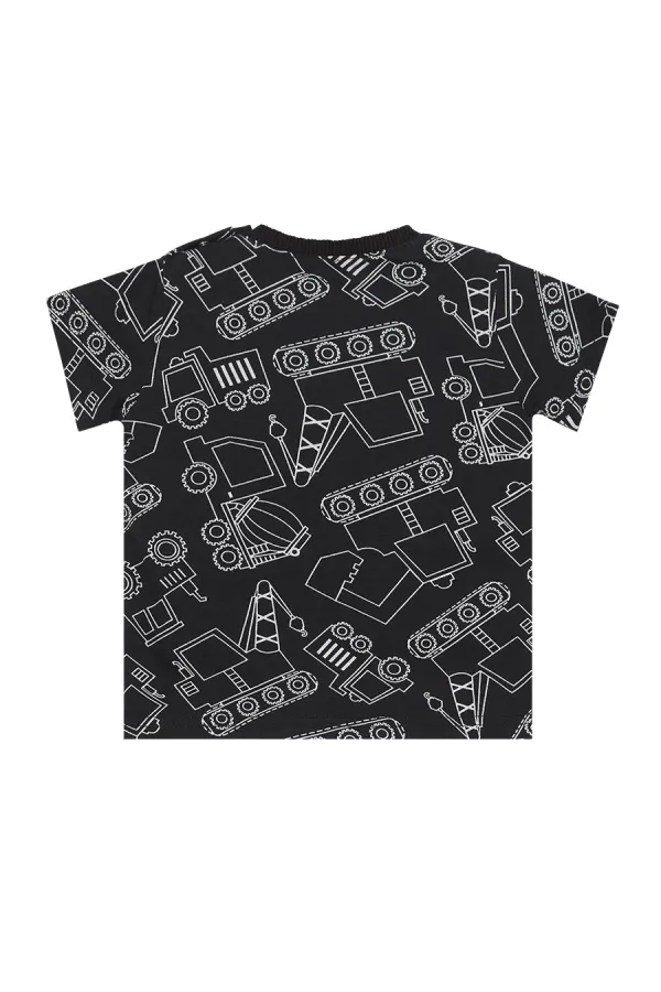 Araba Erkek Bebek Siyah T-Shirt Kapri Şort Takım