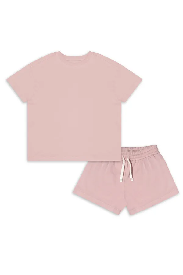 Ensemble t-shirt et short rose oversize pour fille