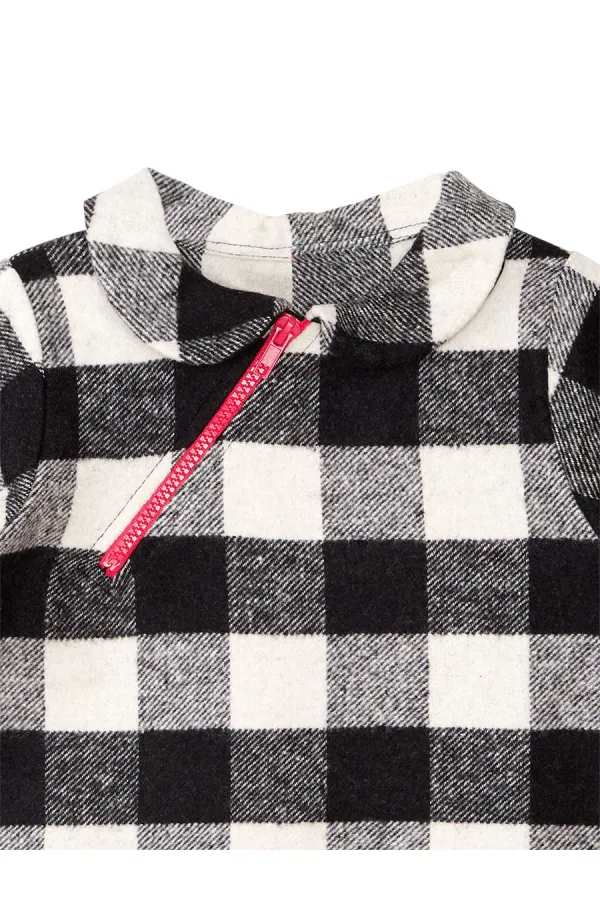 Ponpon Kız Çocuk Ekose Elbise