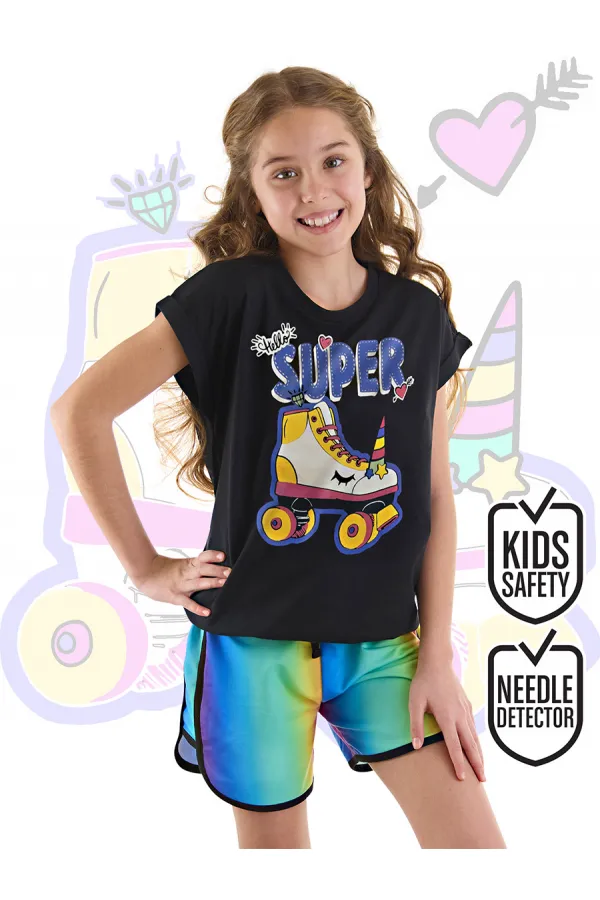 Unicorn Skateboarding Girl's T-shirt and Shorts Set