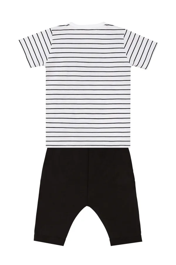 Sevimli Dino Erkek Çocuk T-shirt Kapri Şort Takım