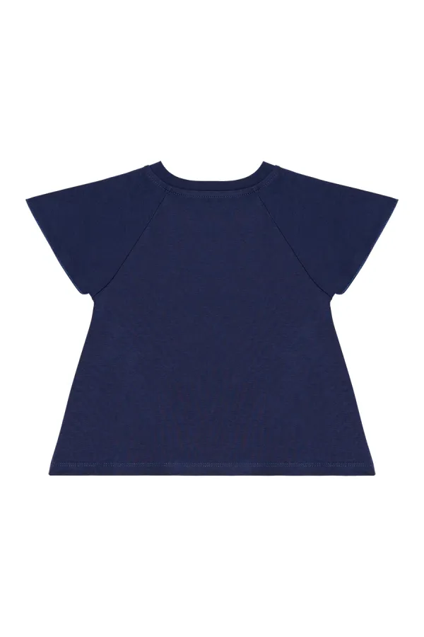 Çiçekli Kedi Kız Çocuk T-shirt Poplin Şort Takım