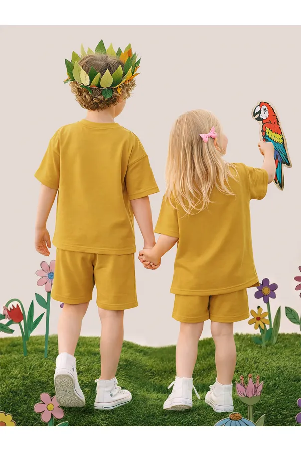 Oversize Hardal Unisex T-shirt Şort Takım