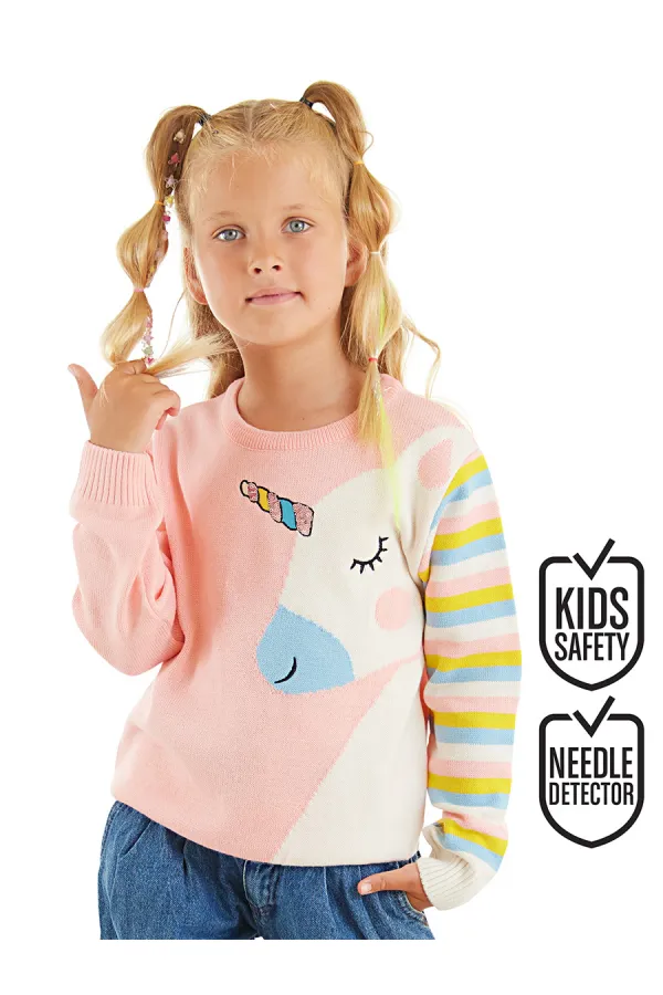 Unicorn Girl's Pink Knitted Sweater