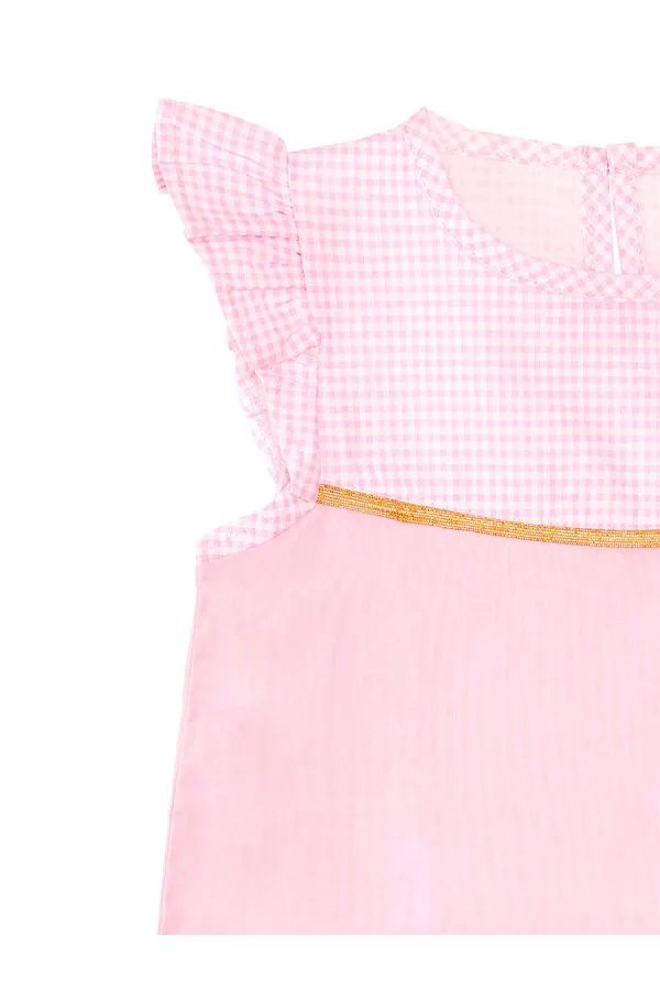 Winged Unicorn Plaid Girl's Pink Dress