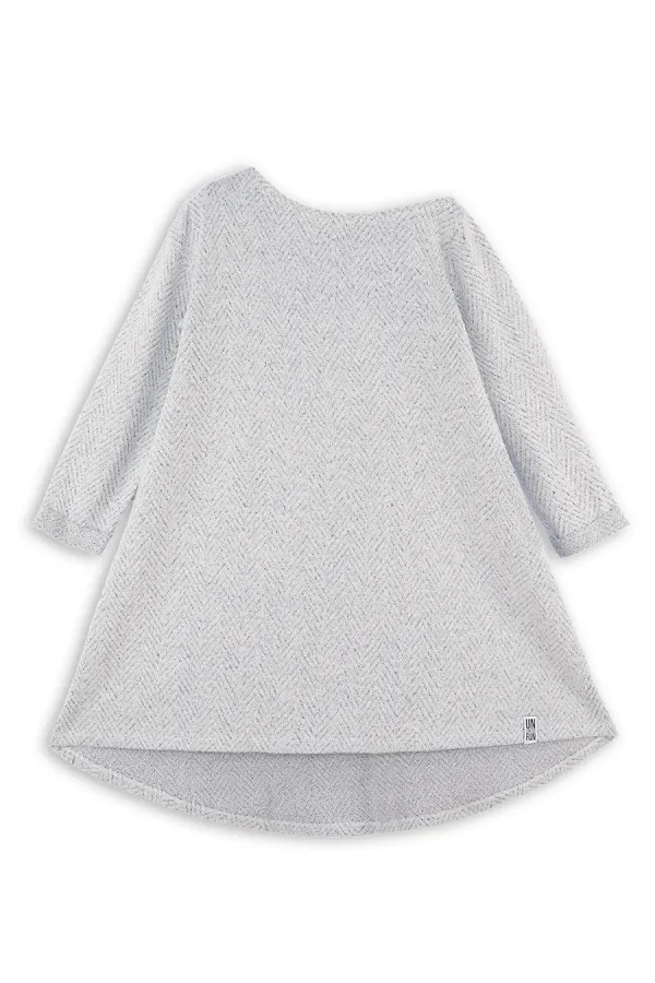 Girl's Asymmetrical Grey Knitted Dress