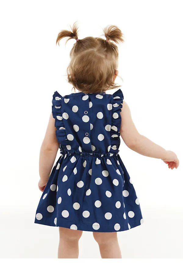 Puanlı Çilek Kız Bebek Poplin Elbise