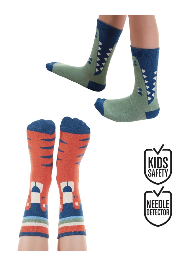 Hayvanlar Erkek Çocuk 2'li Soket Çorap