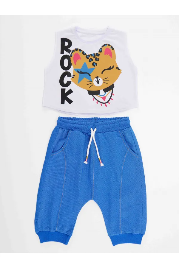 Rocker Leo Kız Çocuk T-Shirt Kapri Şort Takım