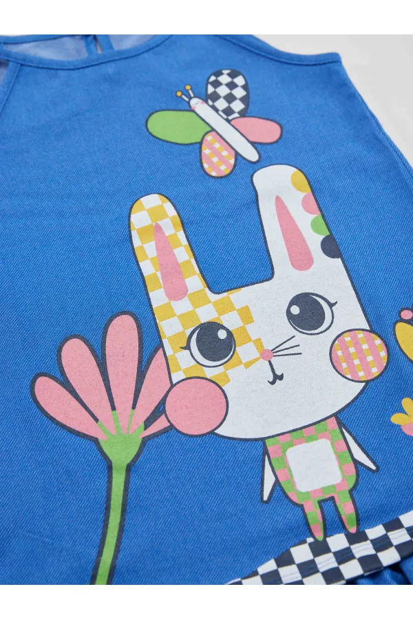 Robe bleue à carreaux pour fille