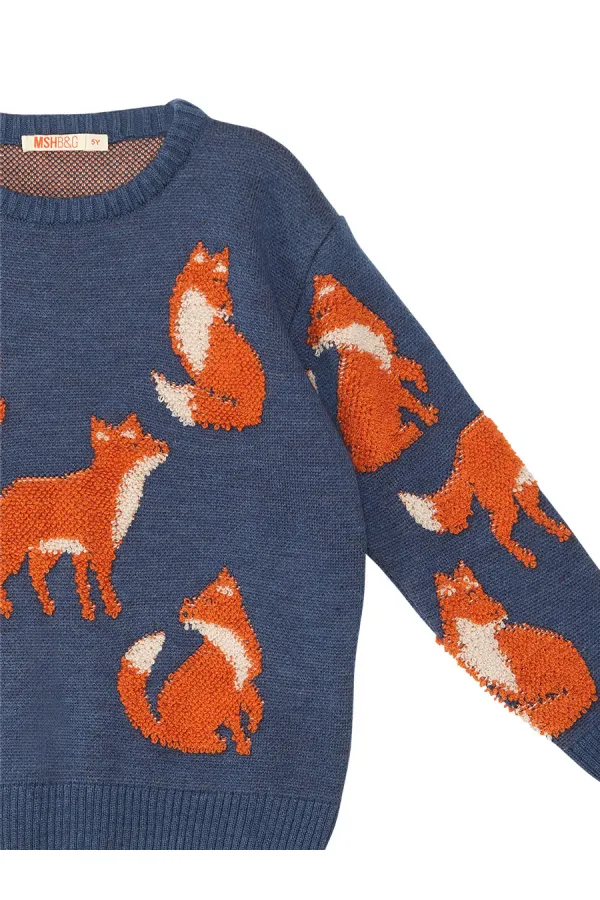 Fox Boys' Navy Blue Knitted Sweater Fox Boys' Navy Blue Knitted Sweater