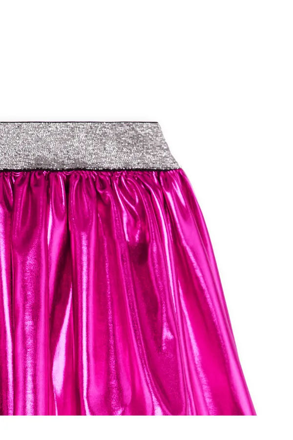 Girl's Dark Pink Metallic Shiny Skirt
