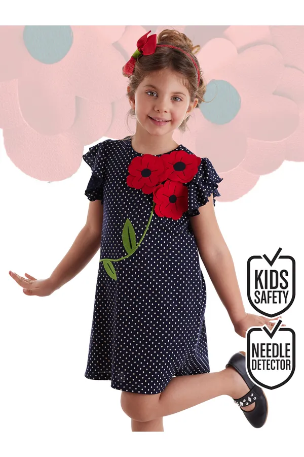 Robe à pois pour fille avec fleurs
