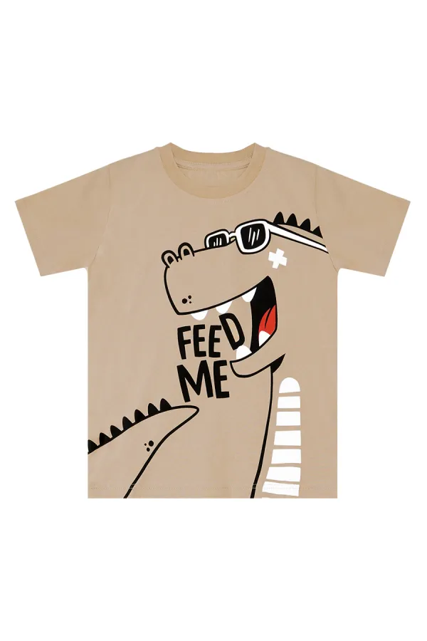 Komik Dino Erkek Çocuk T-shirt Kapri Şort Takım