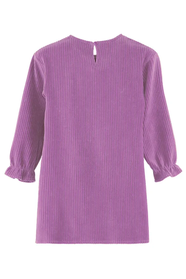 Floral Girl's Lilac Velvet Dress