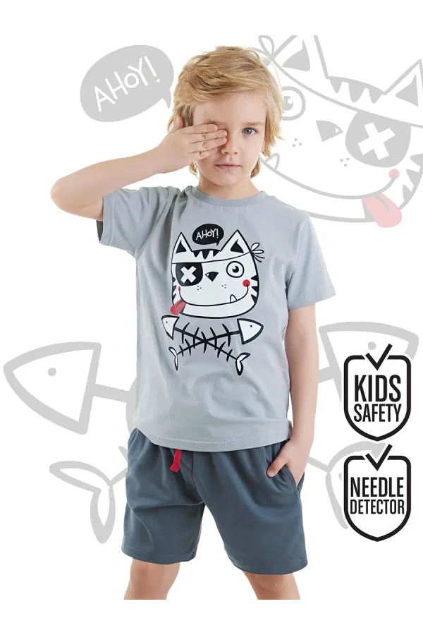 Ahoy Kedi Erkek Çocuk T-shirt Şort Takım