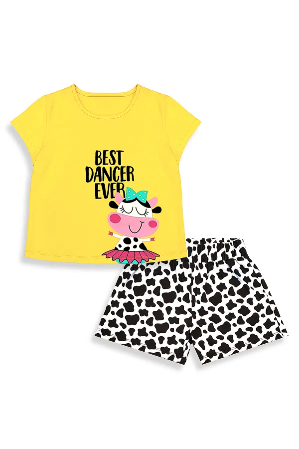 Ensemble pyjama short et short pour enfant, motif cow-girl danseuse